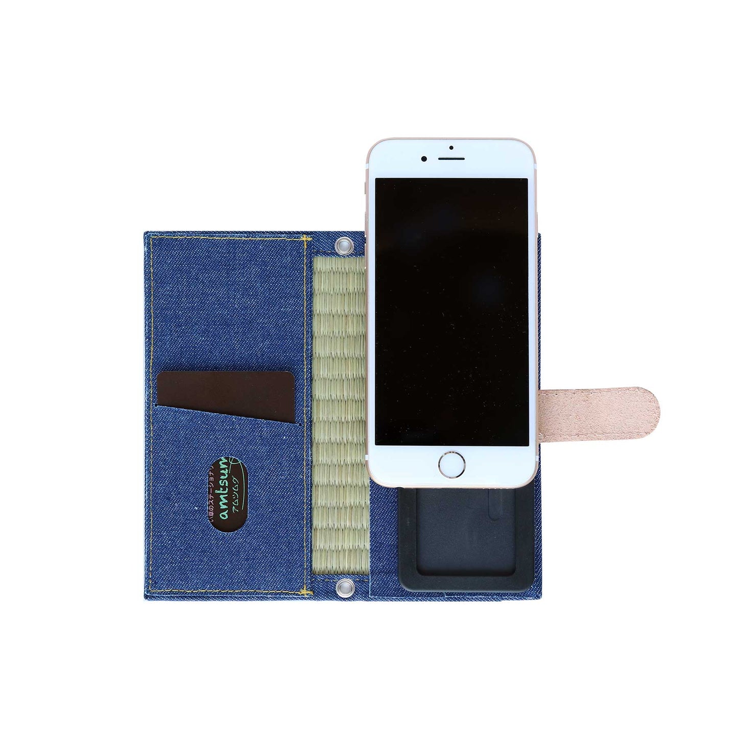 畳のスマートフォンケース(汎用Lサイズ)(色:生成 柄:デニム)