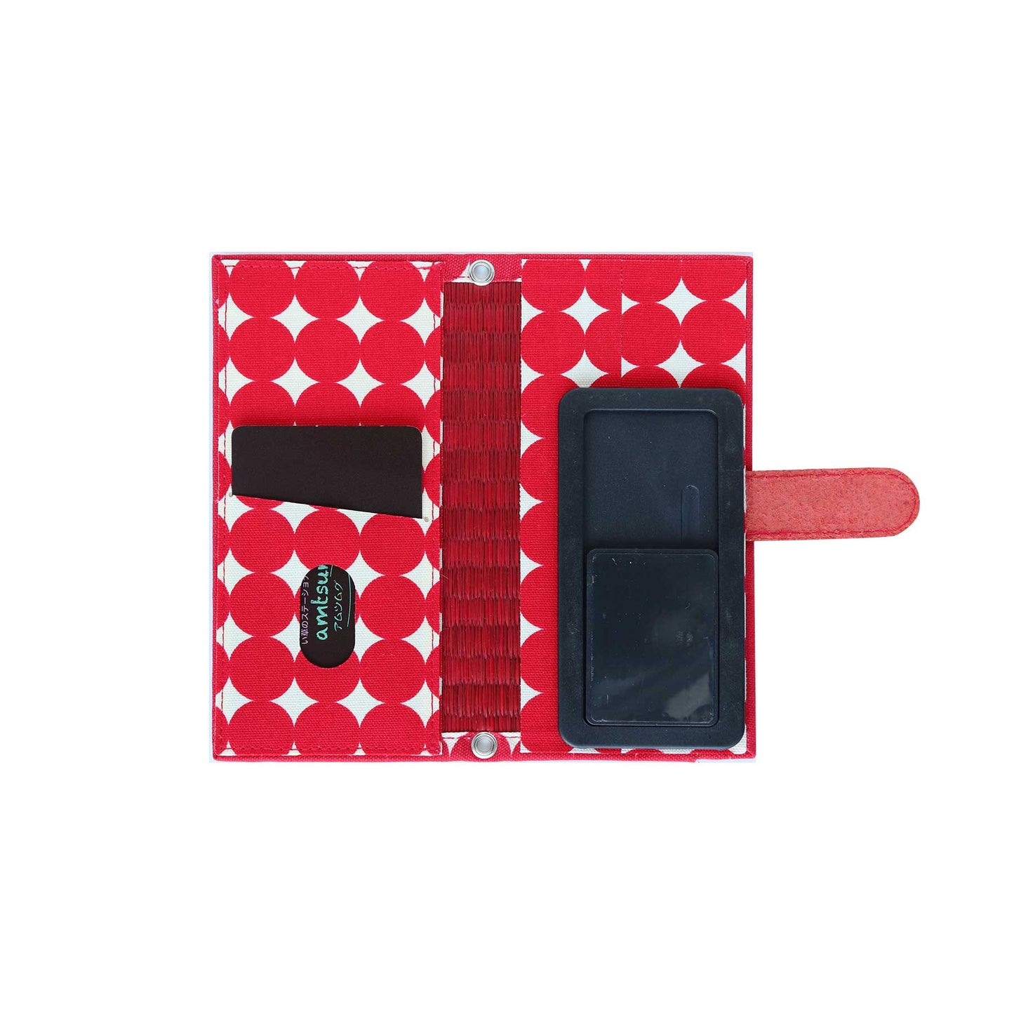 畳のスマートフォンケース(汎用Sサイズ)(色:赤 柄:ドットレッド)