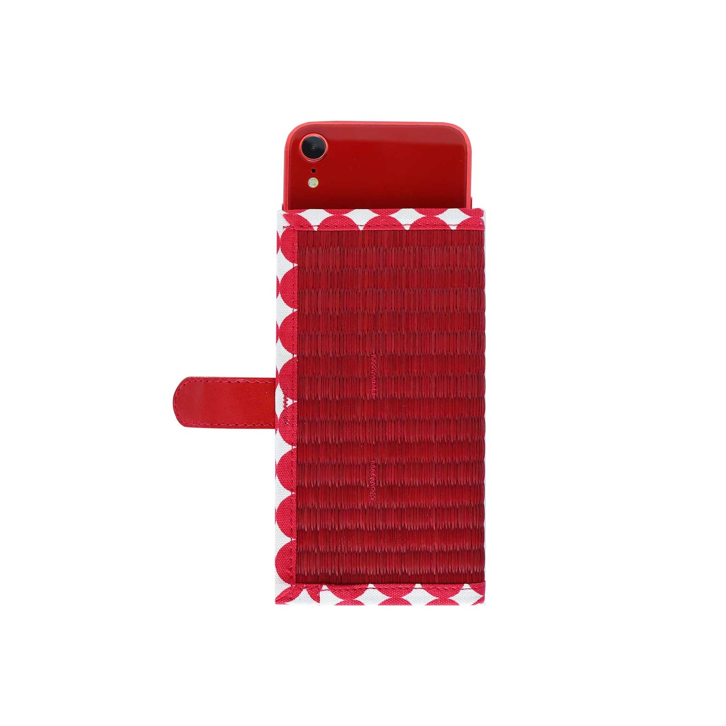 畳のスマートフォンケース(汎用Sサイズ)(色:赤 柄:ドットレッド)