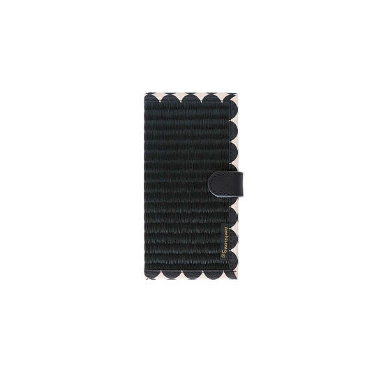 畳のスマートフォンケース(汎用Sサイズ)(色:黒 柄:ドットブラック)