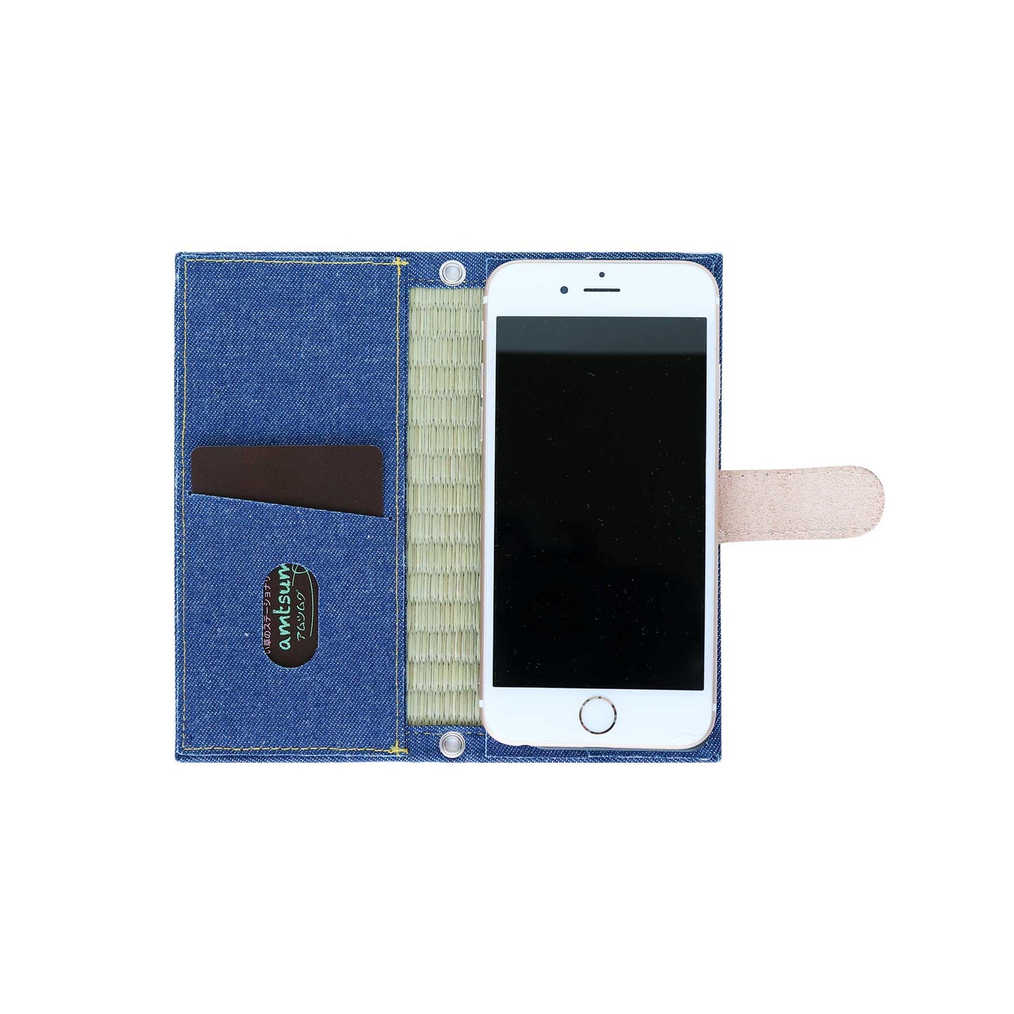 畳のスマートフォンケース(汎用Sサイズ)(色:生成 柄:デニム)