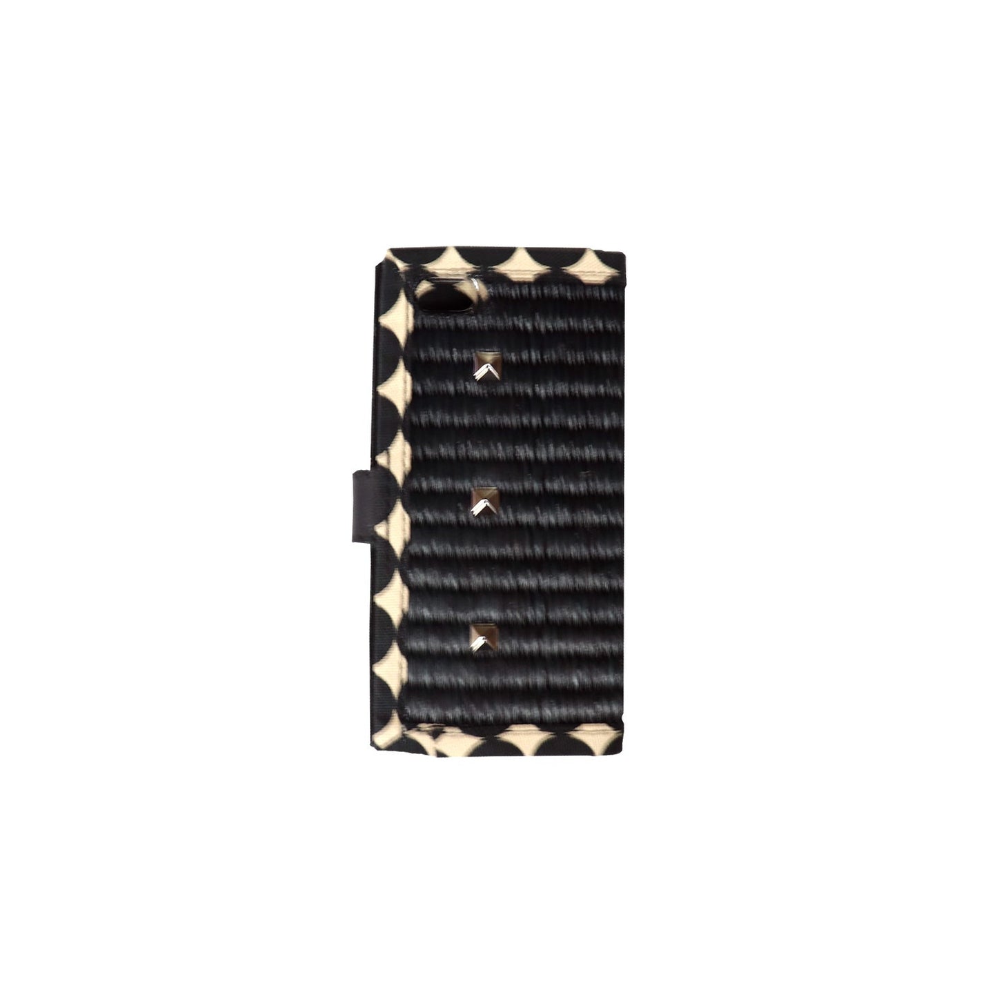 iPhoneケース 手帳型(SE/5/5S)(色:黒 柄:ドットブラック)