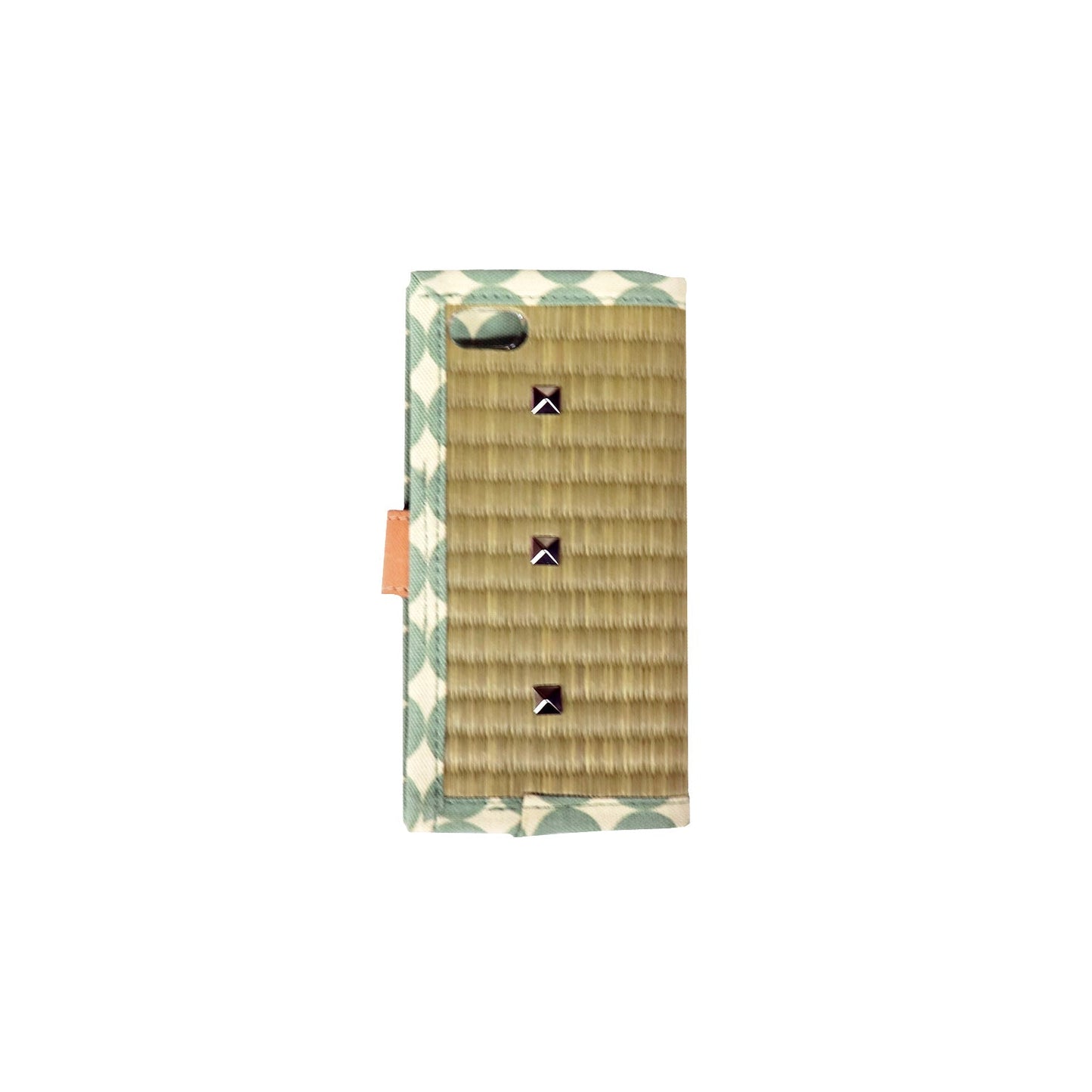 iPhoneケース 手帳型(SE/5/5S)(色:キナリ 柄:ドットグリーン)