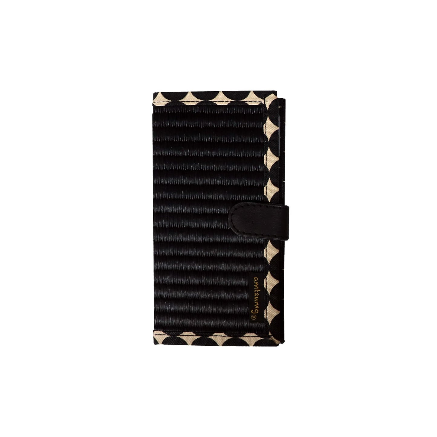 iPhoneケース 手帳型(X/XS)(色:黒 柄:ドットブラック)