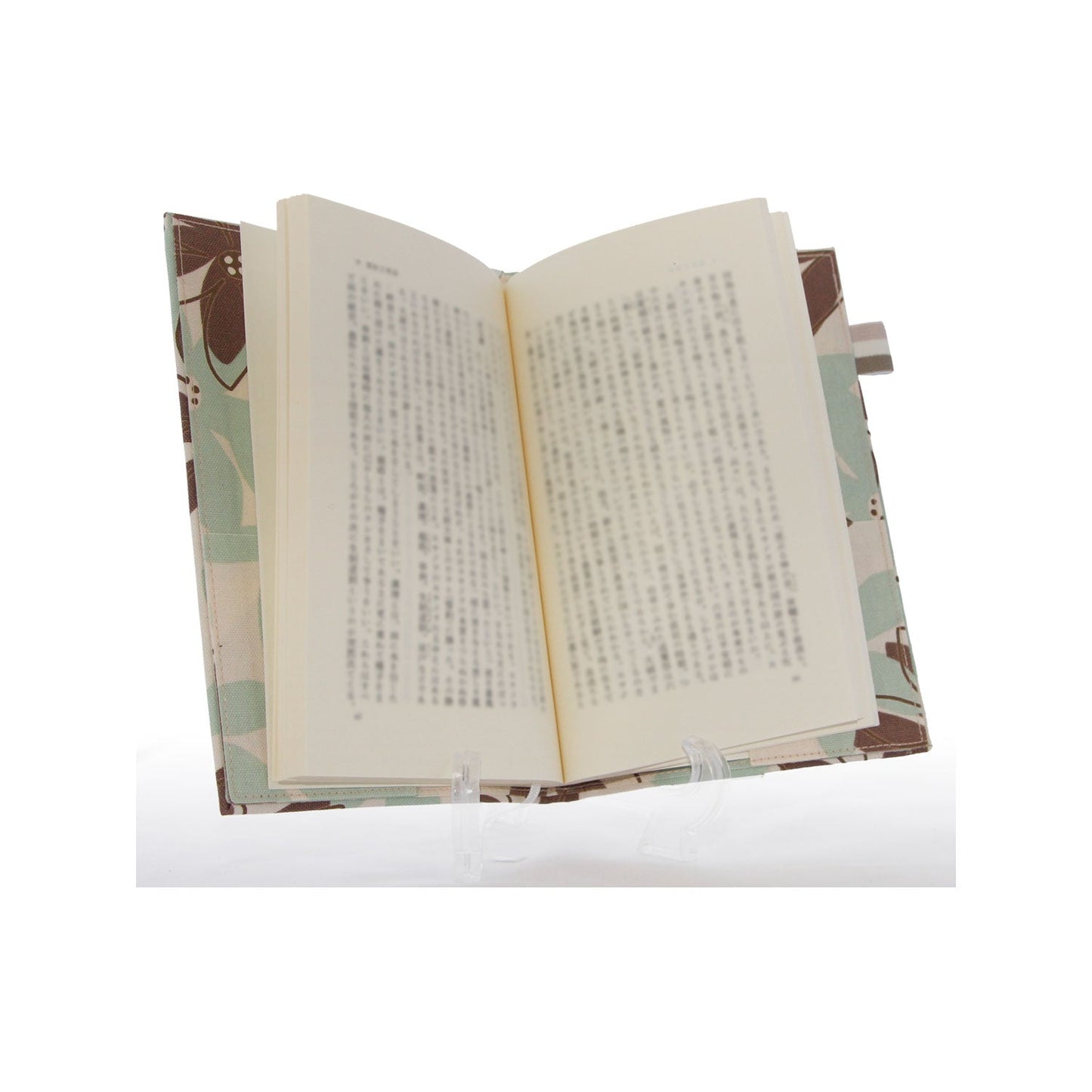 新書カバー(色:ベージュ系 柄:フラワーブルー)