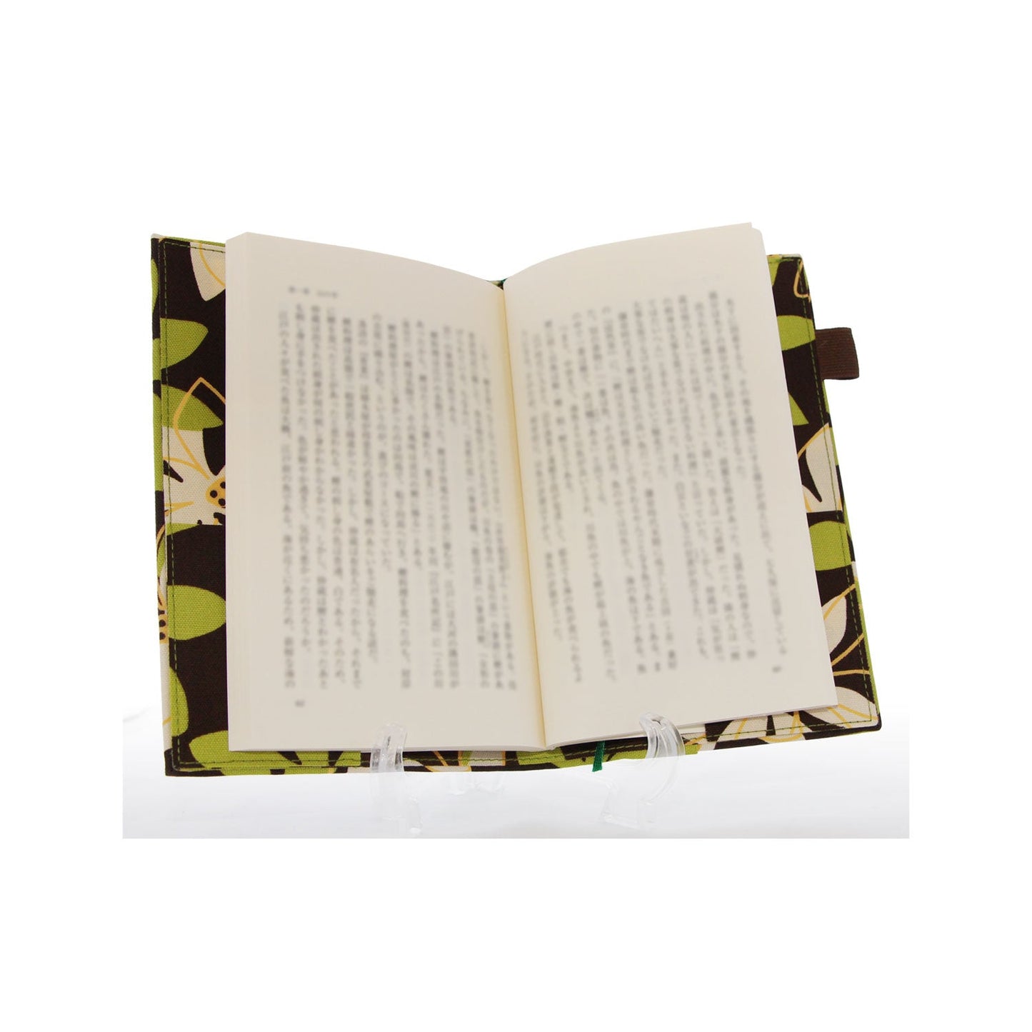新書カバー(色:黒 柄:フラワーグリーン)