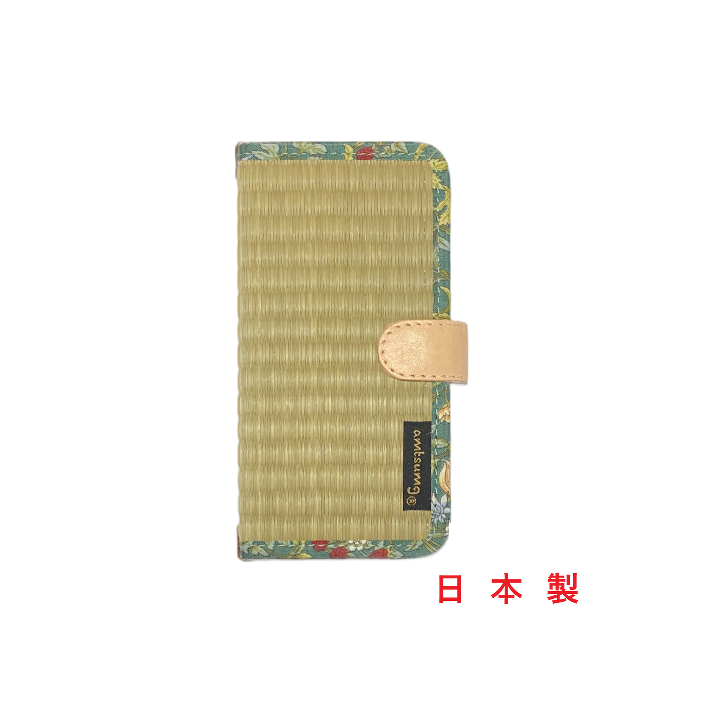 畳のスマートフォンケースR (iPhone8/7/SE2/SE3用) (色:生成 柄:ワイルドストロベリー グリン)