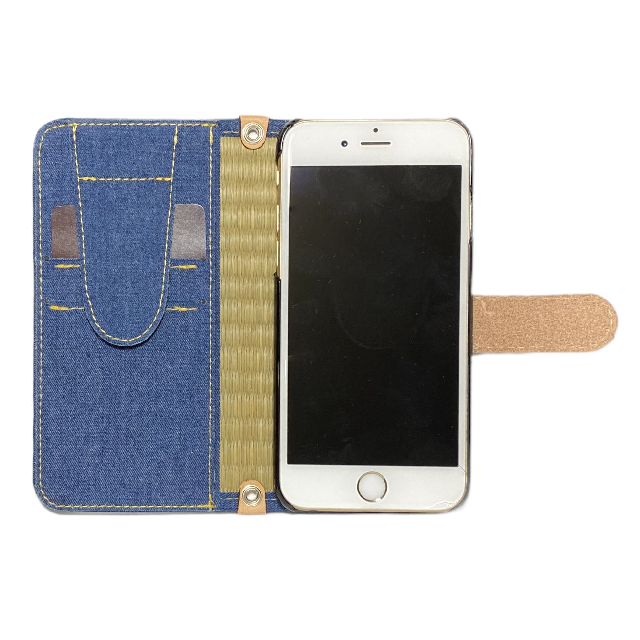 畳のスマートフォンケースR (iPhone8/7/SE2/SE3用) (色:生成 柄:デニム)