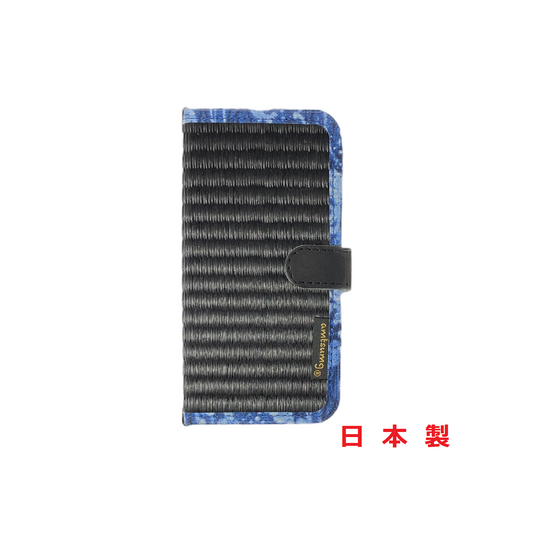 畳のスマートフォンケースR (iPhone13用) (色:黒 柄:波)