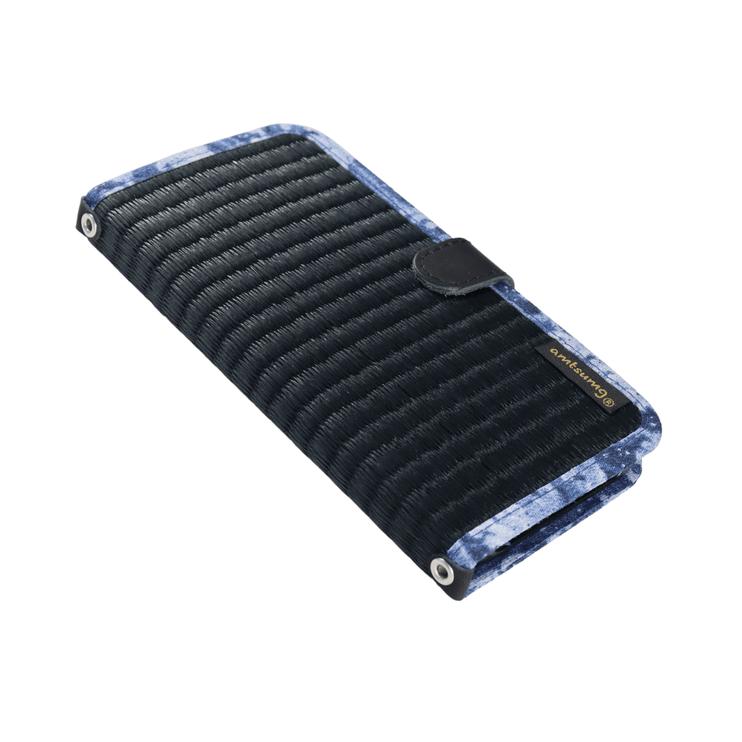 畳のスマートフォンケースR (iPhone 15 Pro Max 用) (色:黒 柄:波)