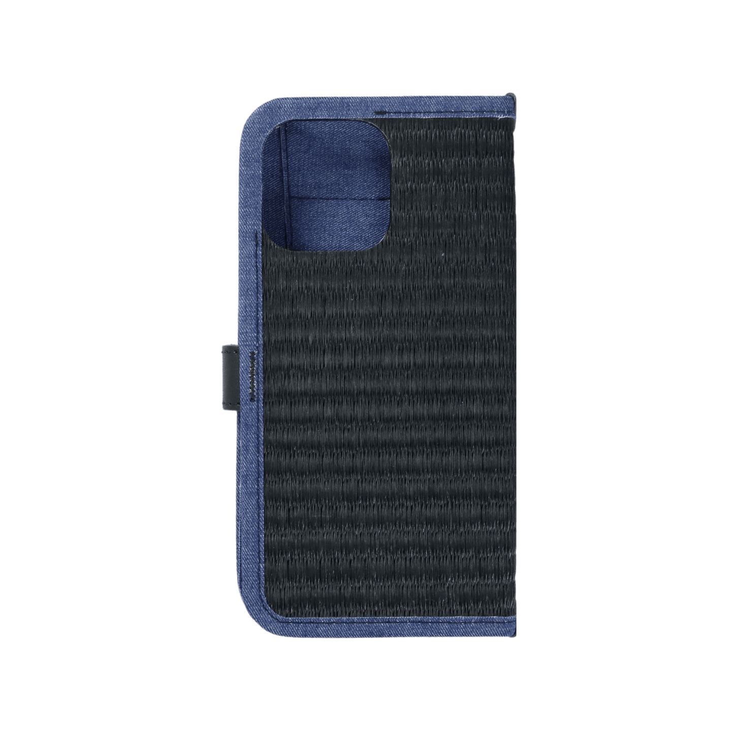 畳のスマートフォンケースR (iPhone 15 Pro Max 用) (色:黒 柄:デニム)